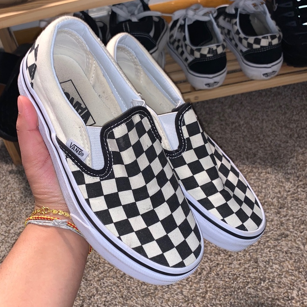 slip-on checkered vans